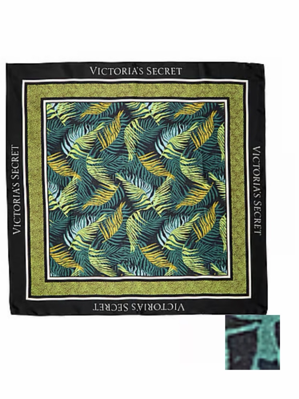 Victoria's Secret Black, Green & Yellow Tropical Square Scarf